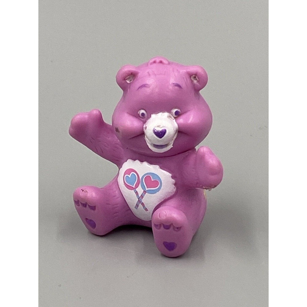 Vintage Purple Care Bears PVC Figure SHARE BEAR W/ Lollipops 1.5” TCFC